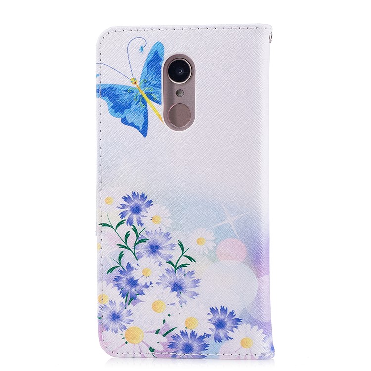 Pattern Printing PU Leather Magnetic Wallet Stand Case for Xiaomi Redmi 5 - Butterfly and Daisy-3