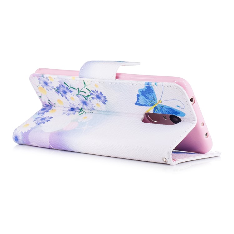 Pattern Printing PU Leather Magnetic Wallet Stand Case for Xiaomi Redmi 5 - Butterfly and Daisy-4
