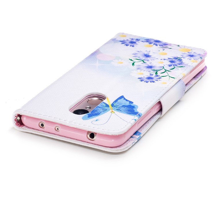 Pattern Printing PU Leather Magnetic Wallet Stand Case for Xiaomi Redmi 5 - Butterfly and Daisy-7