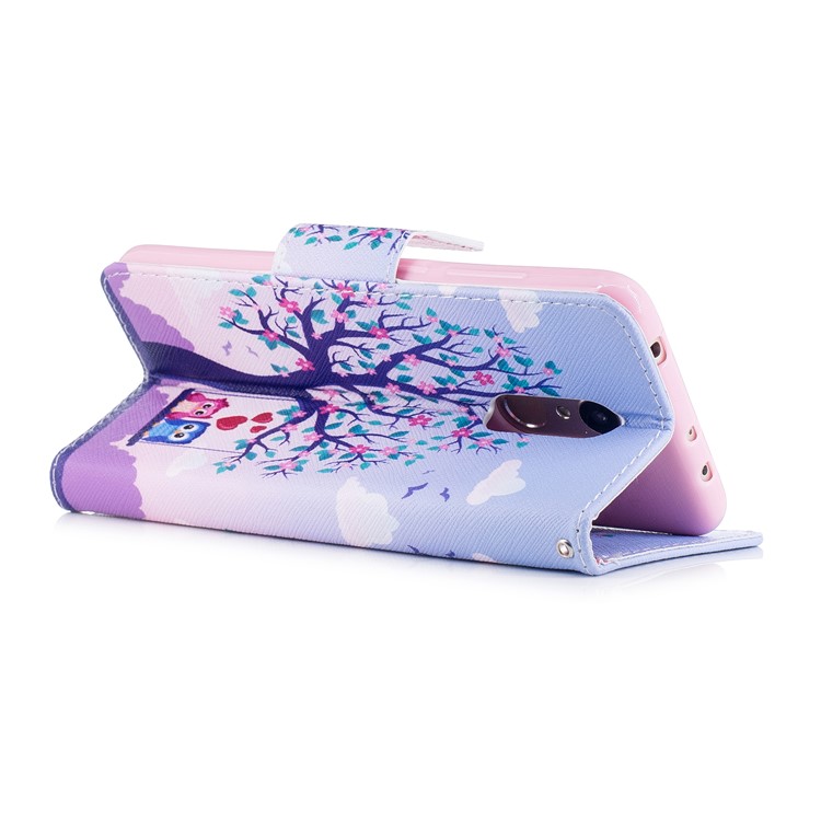 Patterned Leather Wallet Case with Stand for Xiaomi Redmi 5 - Owl Lover and Flowered Tree-4