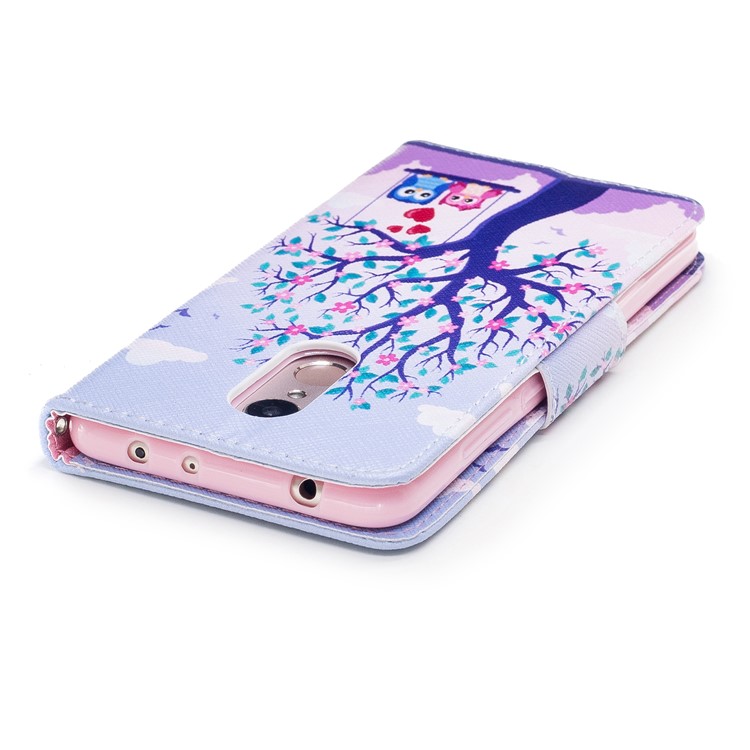 Patterned Leather Wallet Case with Stand for Xiaomi Redmi 5 - Owl Lover and Flowered Tree-7
