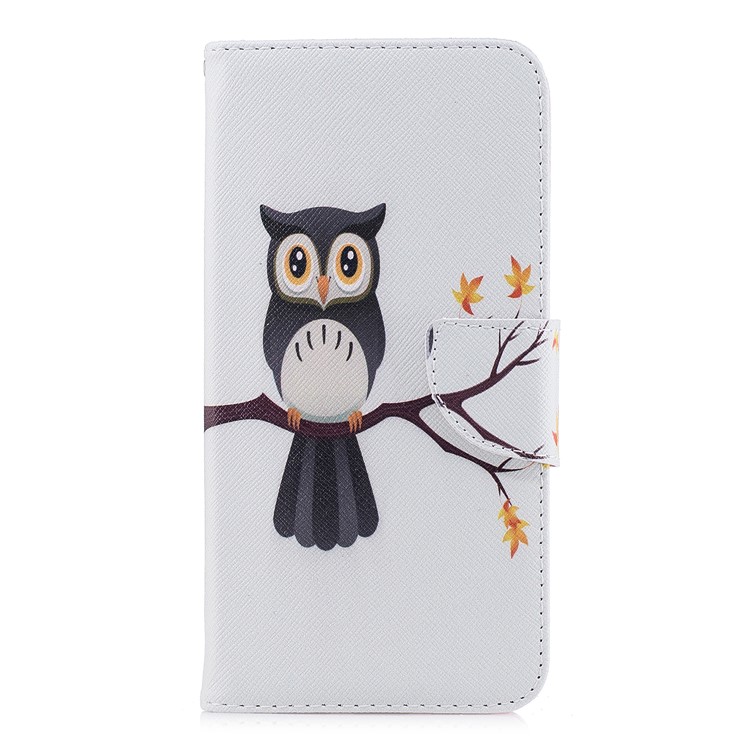 Pattern Printing Wallet Stand Leather Cover for Xiaomi Redmi 5 Plus - An Owl Standing on Branch-2