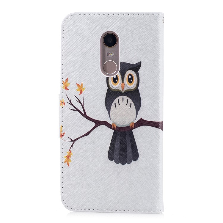 Pattern Printing Wallet Stand Leather Cover for Xiaomi Redmi 5 Plus - An Owl Standing on Branch-3