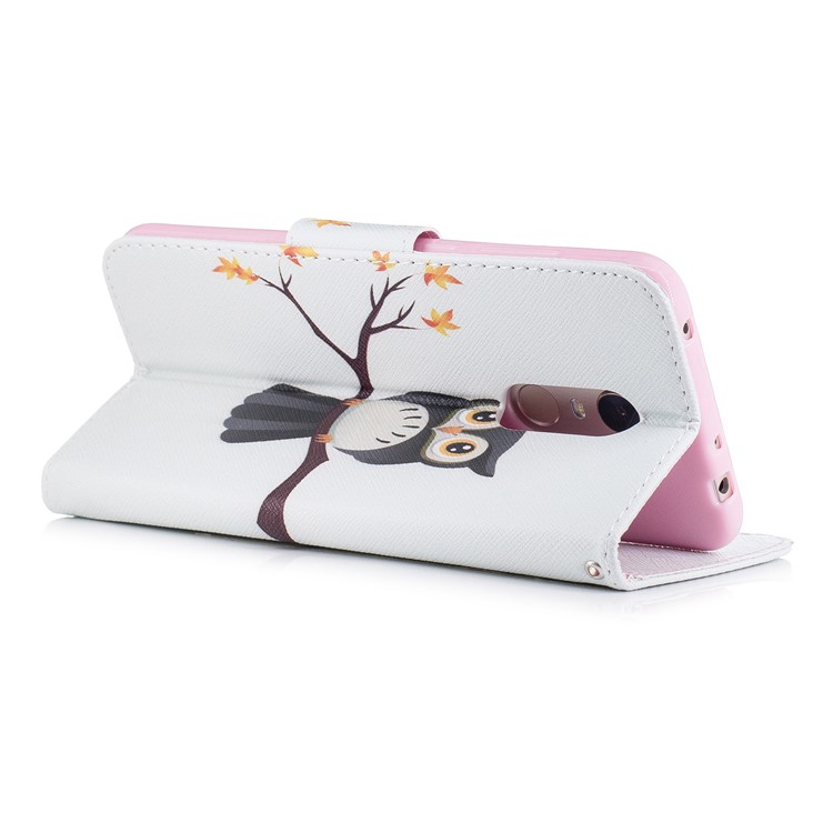 Pattern Printing Wallet Stand Leather Cover for Xiaomi Redmi 5 Plus - An Owl Standing on Branch-4