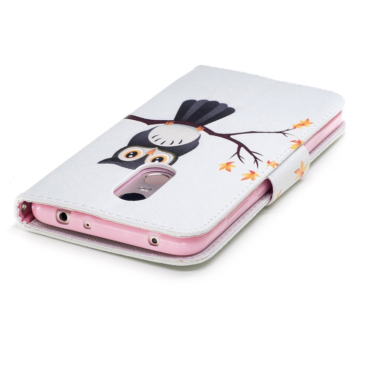 Pattern Printing Wallet Stand Leather Cover for Xiaomi Redmi 5 Plus - An Owl Standing on Branch-7