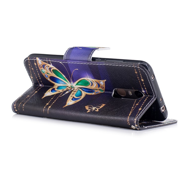 Pattern Printing Wallet Stand Leather Protective Magnetic Cover for Xiaomi Redmi 5 Plus - Butterflies with Diamond-4