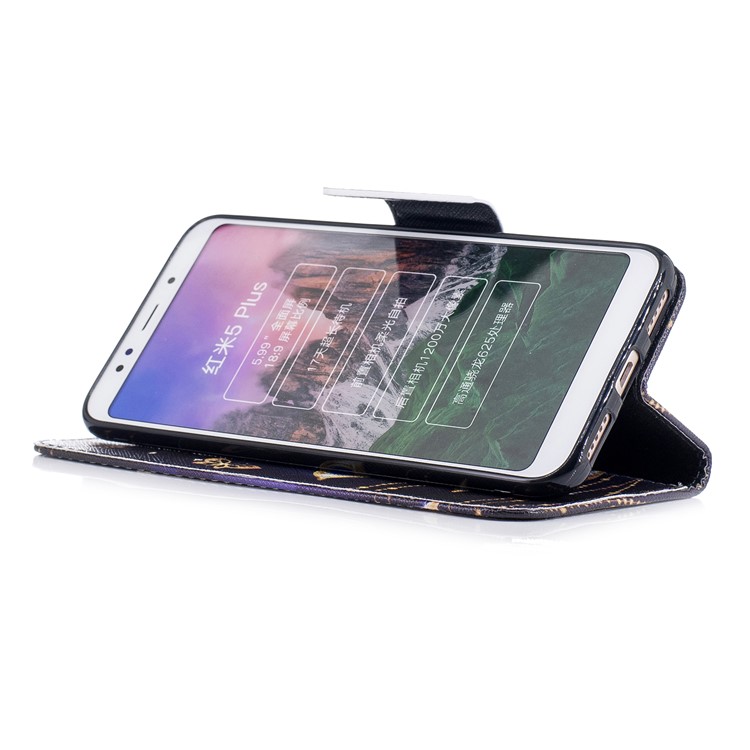 Pattern Printing Wallet Stand Leather Protective Magnetic Cover for Xiaomi Redmi 5 Plus - Butterflies with Diamond-5