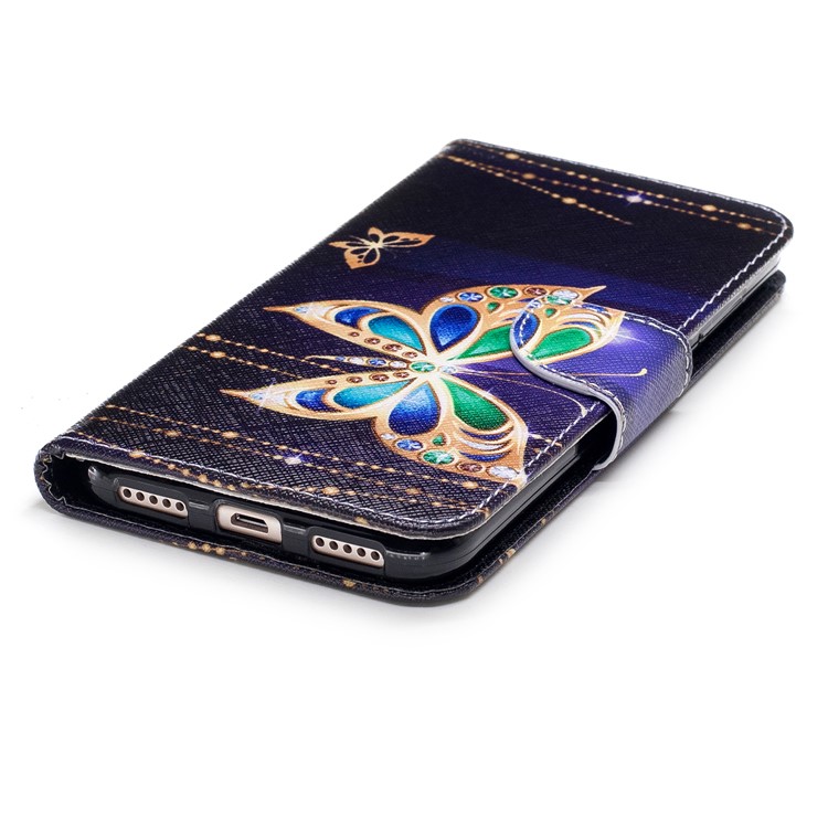 Pattern Printing Wallet Stand Leather Protective Magnetic Cover for Xiaomi Redmi 5 Plus - Butterflies with Diamond-6
