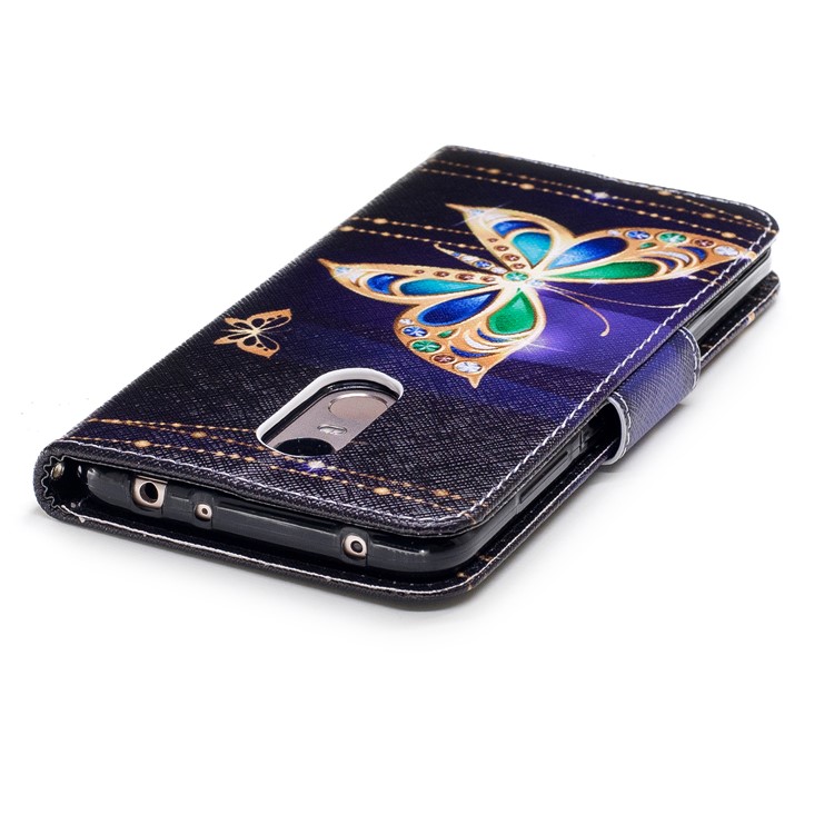 Pattern Printing Wallet Stand Leather Protective Magnetic Cover for Xiaomi Redmi 5 Plus - Butterflies with Diamond-7