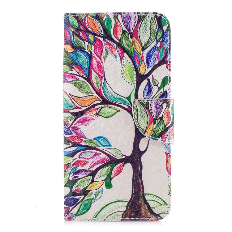 Impressão Padrão PU Couro Magnético Carteira Stand Cover Para Xiaomi Redmi Nota 5 / Redmi 5 Plus - Árvore Com Folhas Coloridas-2