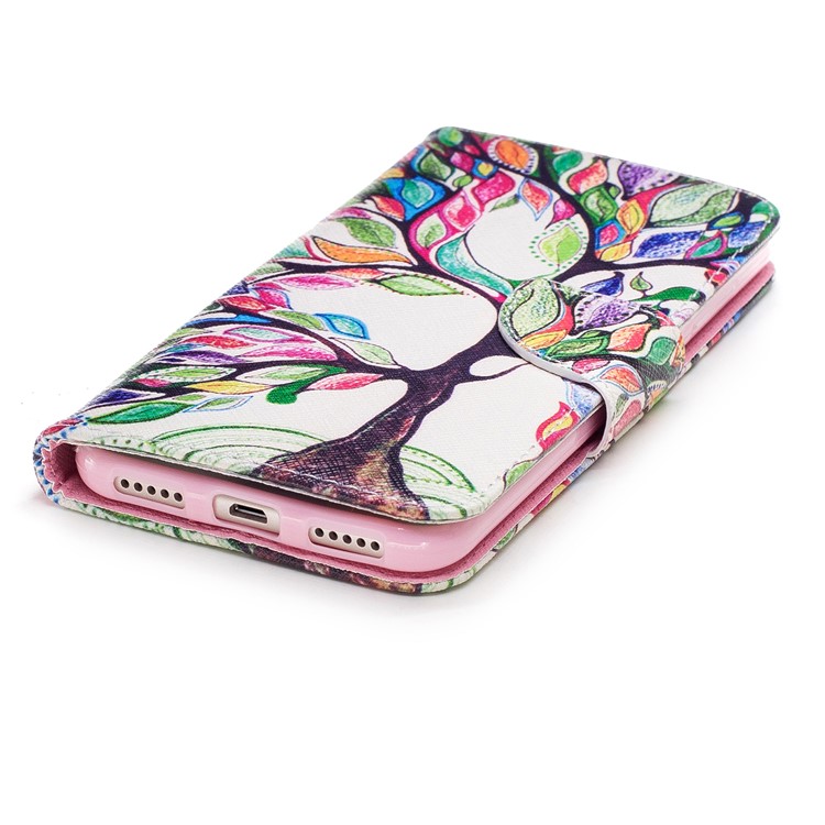 Impressão Padrão PU Couro Magnético Carteira Stand Cover Para Xiaomi Redmi Nota 5 / Redmi 5 Plus - Árvore Com Folhas Coloridas-6