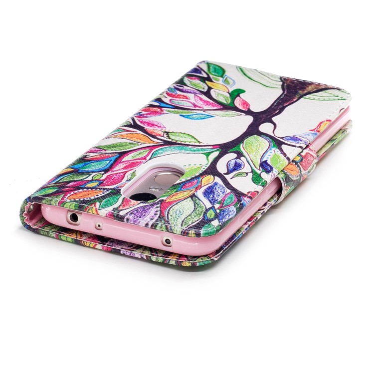 Impressão Padrão PU Couro Magnético Carteira Stand Cover Para Xiaomi Redmi Nota 5 / Redmi 5 Plus - Árvore Com Folhas Coloridas-7