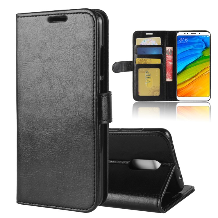 Crazy Horse PU Leather Protective Phone Case for Xiaomi Redmi 5 Plus - Black-1
