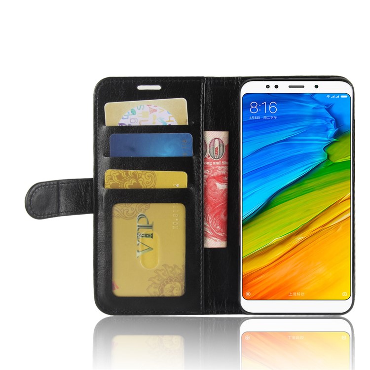 Crazy Horse PU Leather Protective Phone Case for Xiaomi Redmi 5 Plus - Black-5