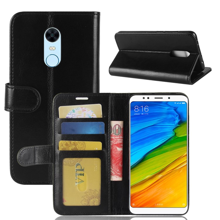 Crazy Horse PU Leather Protective Phone Case for Xiaomi Redmi 5 Plus - Black-8