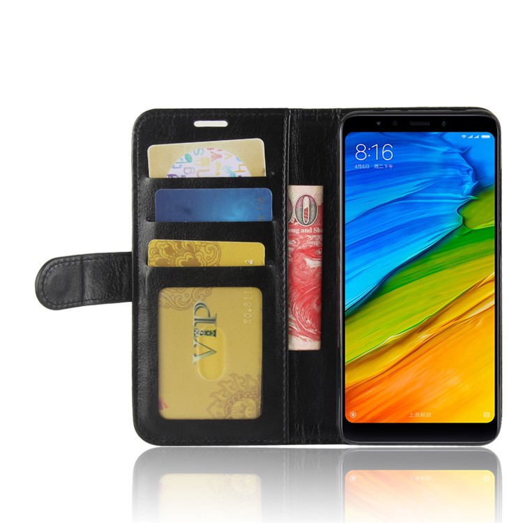 Crazy Horse Stand Wallet Leather Case for Xiaomi Redmi 5 - Black-5