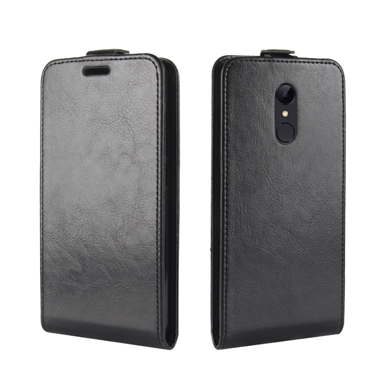 Crazy Horse Vertical Flip PU Leather Case with Card Holder for Xiaomi Redmi 5 - Black-4