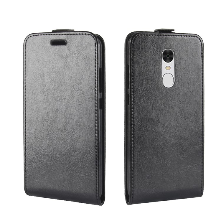 Crazy Horse Vertical Leather Card Holder Case for Xiaomi Redmi Note 4 - Black-4