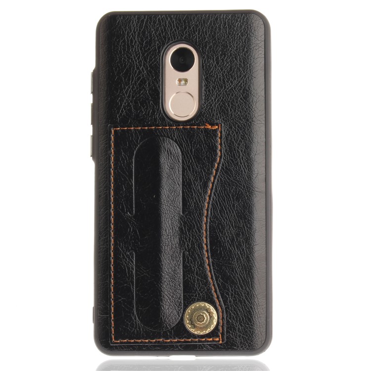 Card Holder PU Leather Coated TPU Case with Kickstand for Xiaomi Redmi Note 4X/Note 4 (Snapdragon) - Black-2