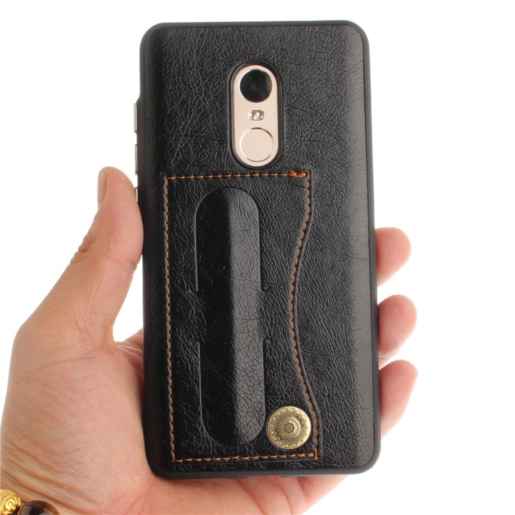 Card Holder PU Leather Coated TPU Case with Kickstand for Xiaomi Redmi Note 4X/Note 4 (Snapdragon) - Black-3