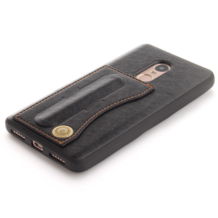 Card Holder PU Leather Coated TPU Case with Kickstand for Xiaomi Redmi Note 4X/Note 4 (Snapdragon) - Black-4