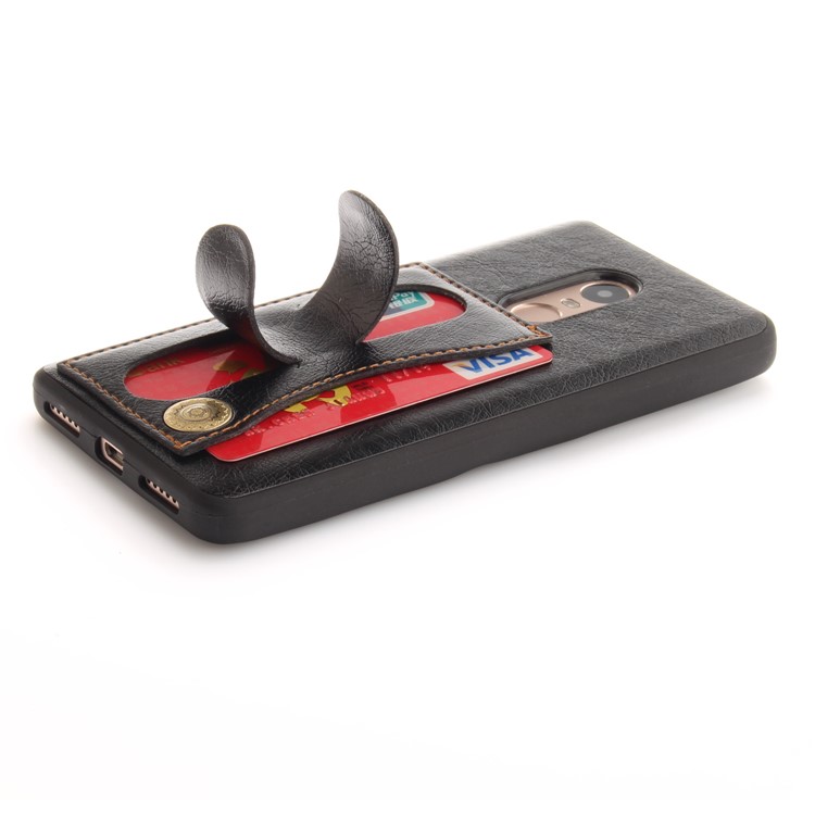 Card Holder PU Leather Coated TPU Case with Kickstand for Xiaomi Redmi Note 4X/Note 4 (Snapdragon) - Black-7