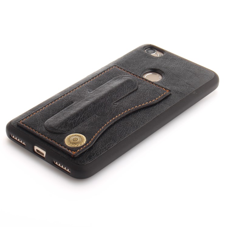 PU Leather Coated TPU Card Holder Kickstand Mobile Casing for Xiaomi Redmi Note 5A Prime/Y1 (India) - Black-4