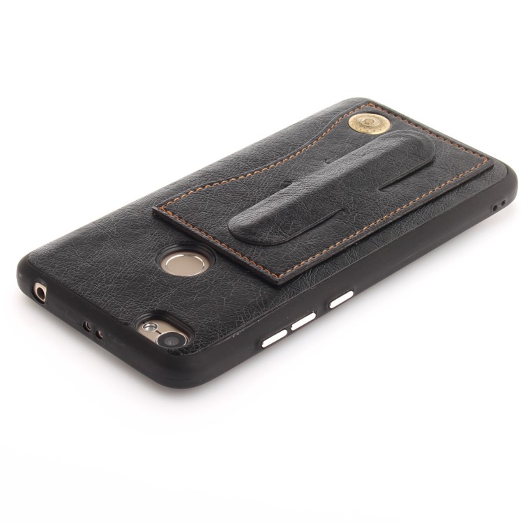 PU Leather Coated TPU Card Holder Kickstand Mobile Casing for Xiaomi Redmi Note 5A Prime/Y1 (India) - Black-5