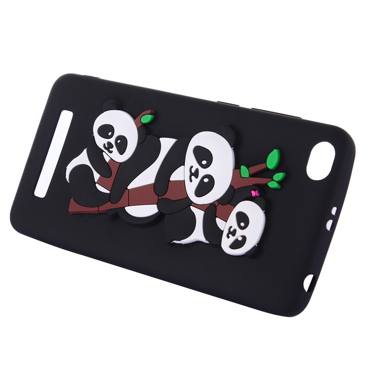 Cute 3D Pandas and Bamboo TPU Mobile Cover for Xiaomi Redmi 4a - Black-2