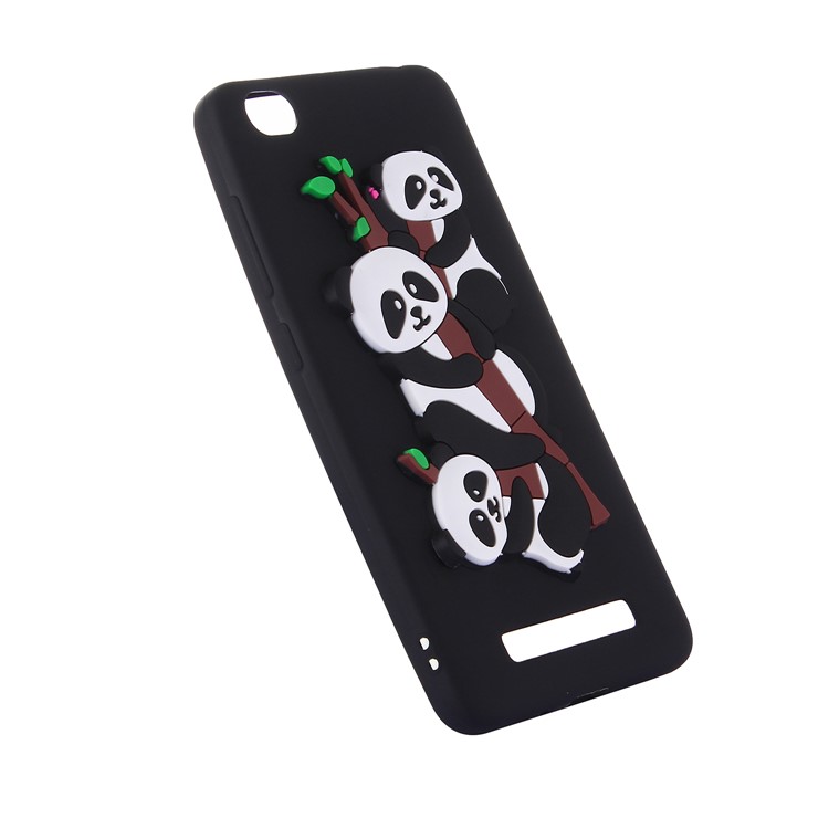 Cute 3D Pandas and Bamboo TPU Mobile Cover for Xiaomi Redmi 4a - Black-3