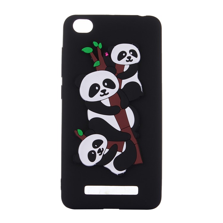 Cute 3D Pandas and Bamboo TPU Mobile Cover for Xiaomi Redmi 4a - Black-4