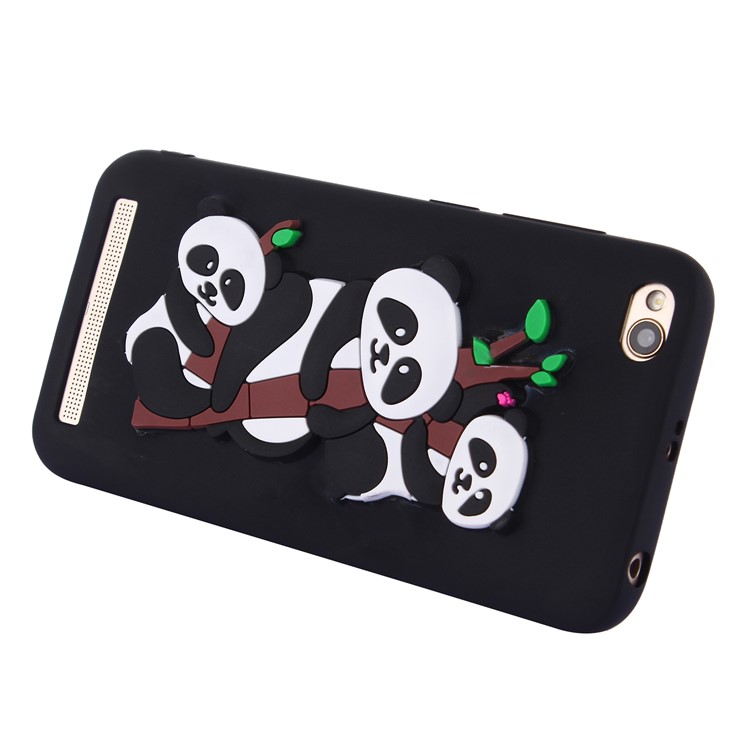 Cute 3D Pandas and Bamboo TPU Gel Case for Xiaomi Redmi 5A - Black-2