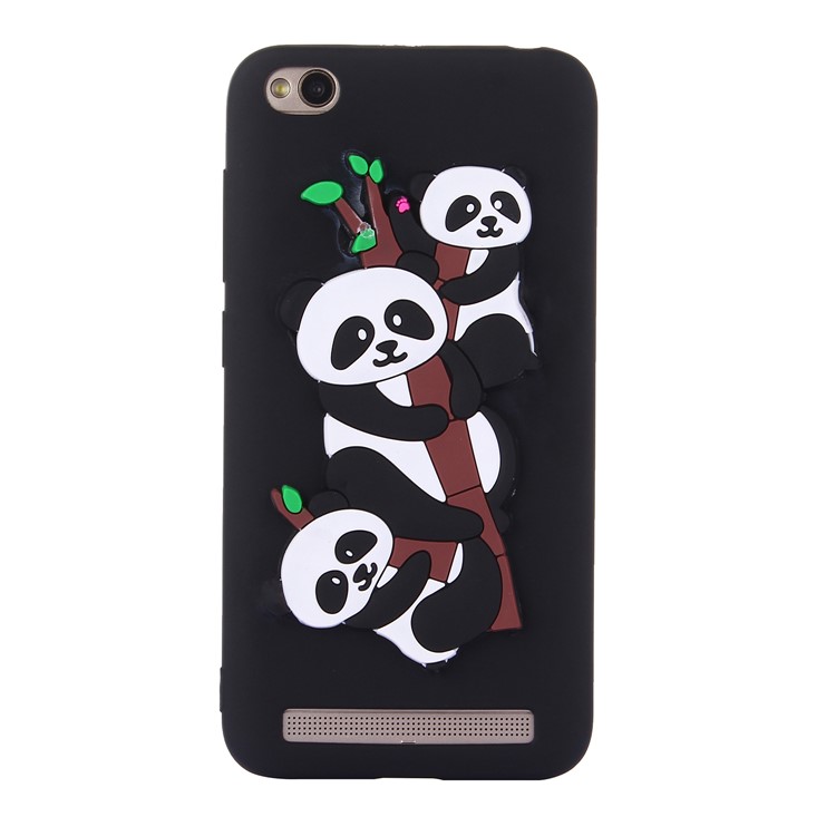 Cute 3D Pandas and Bamboo TPU Gel Case for Xiaomi Redmi 5A - Black-4