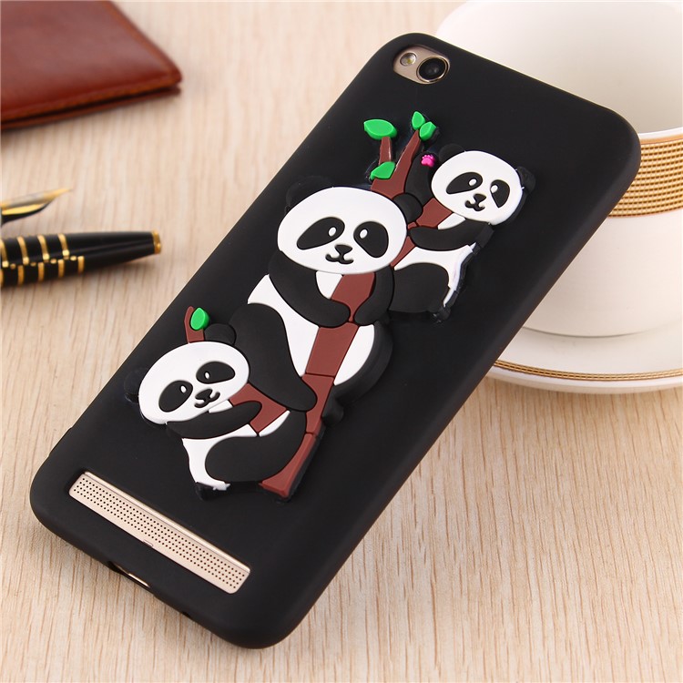 Cute 3D Pandas and Bamboo TPU Gel Case for Xiaomi Redmi 5A - Black-5