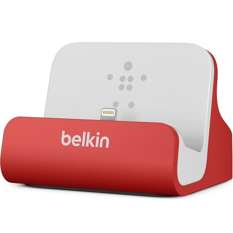 BELKIN Original MFI Lightning 8pin Charge + Sync Dock Stand Holder with 4-Foot Charging Cable (F8J045bt) - Red-2