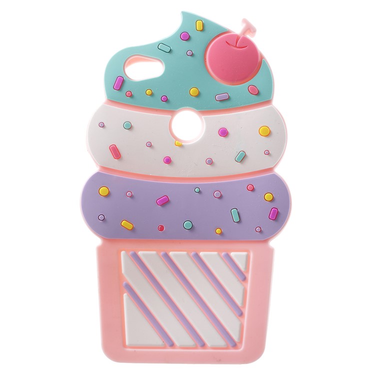3D Cherry Ice Cream Soft Silicone Back Case for Xiaomi Redmi Note 5A Prime / Y1 (India) - Pink-1