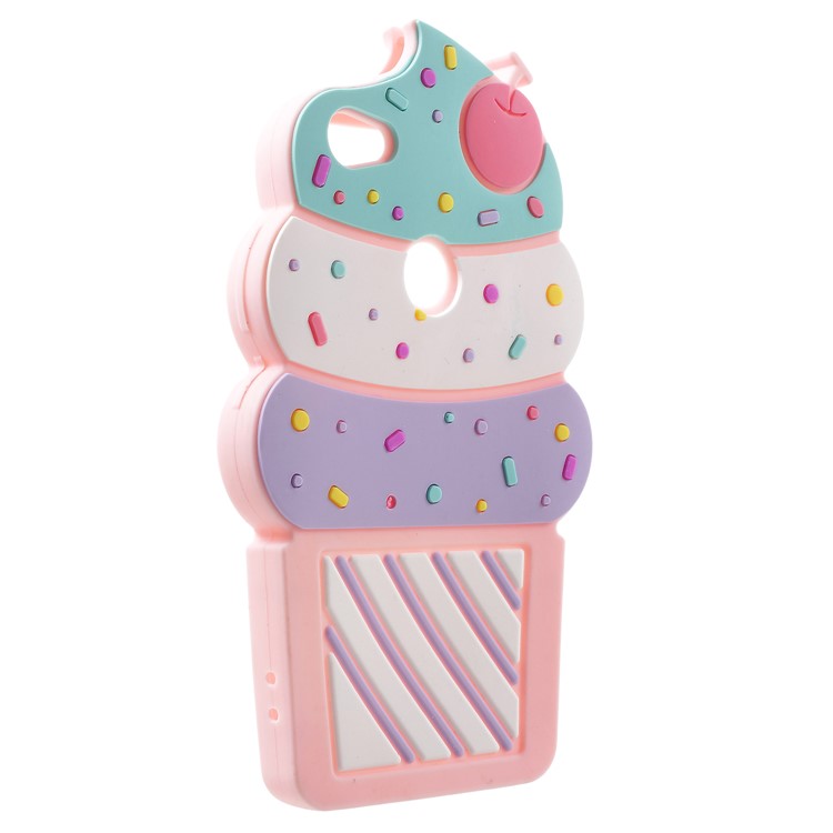 3D Cherry Ice Cream Soft Silicone Back Case for Xiaomi Redmi Note 5A Prime / Y1 (India) - Pink-2