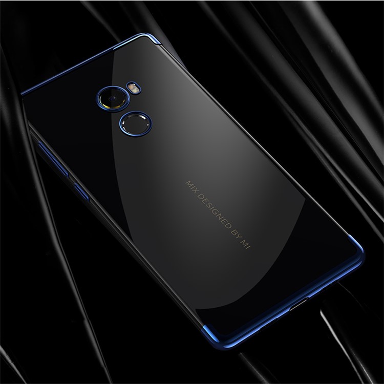Electroplating Edge Clear TPU Soft Case for Xiaomi Mi Mix 2 - Blue-1