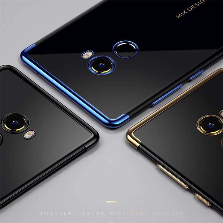Electroplating Edge Clear TPU Soft Case for Xiaomi Mi Mix 2 - Blue-10