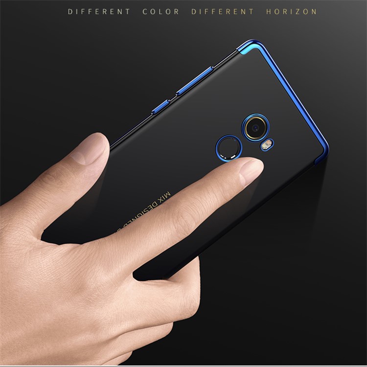 Electroplating Edge Clear TPU Soft Case for Xiaomi Mi Mix 2 - Blue-5