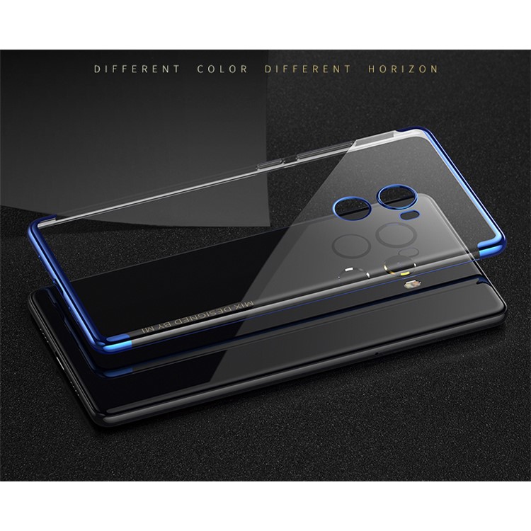 Electroplating Edge Clear TPU Soft Case for Xiaomi Mi Mix 2 - Blue-7