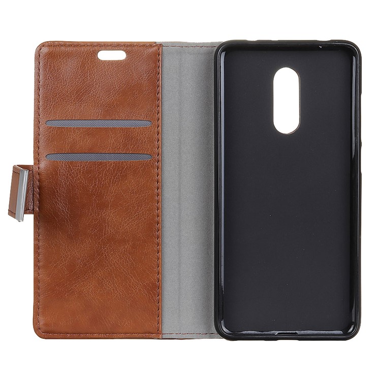 Textured Leather Stand Cover with Card Slots for Xiaomi Redmi 5 - Brown-2