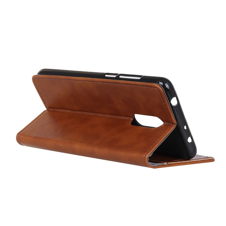 Textured Leather Stand Cover with Card Slots for Xiaomi Redmi 5 - Brown-3