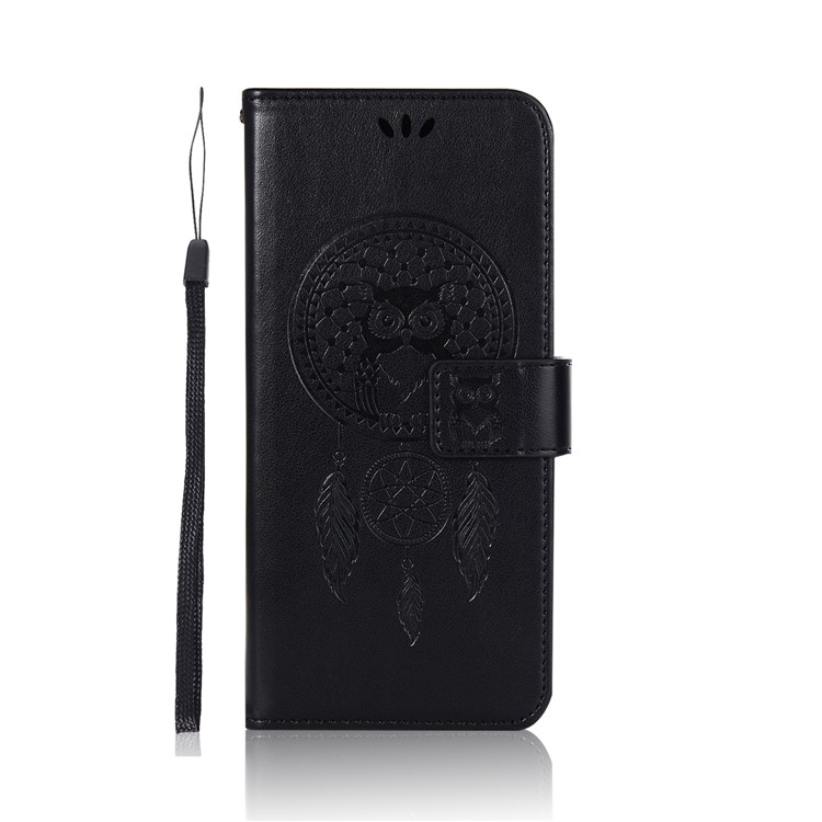 Imprint Dream Catcher Owl Wallet Stand Leather Case for Xiaomi Redmi 5 - Black-2