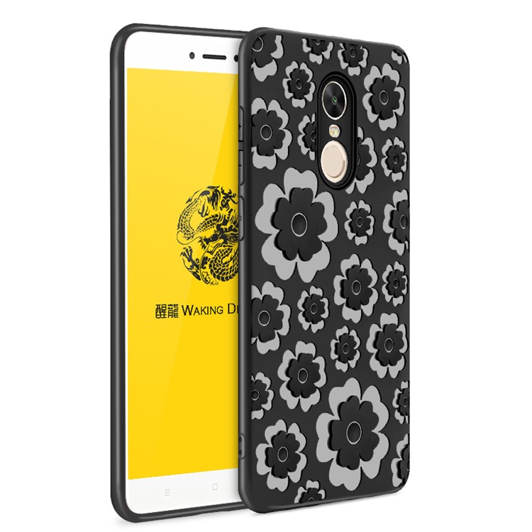 3D Flower Pattern Soft TPU Back Case for Xiaomi Redmi Note 4X - Black-1