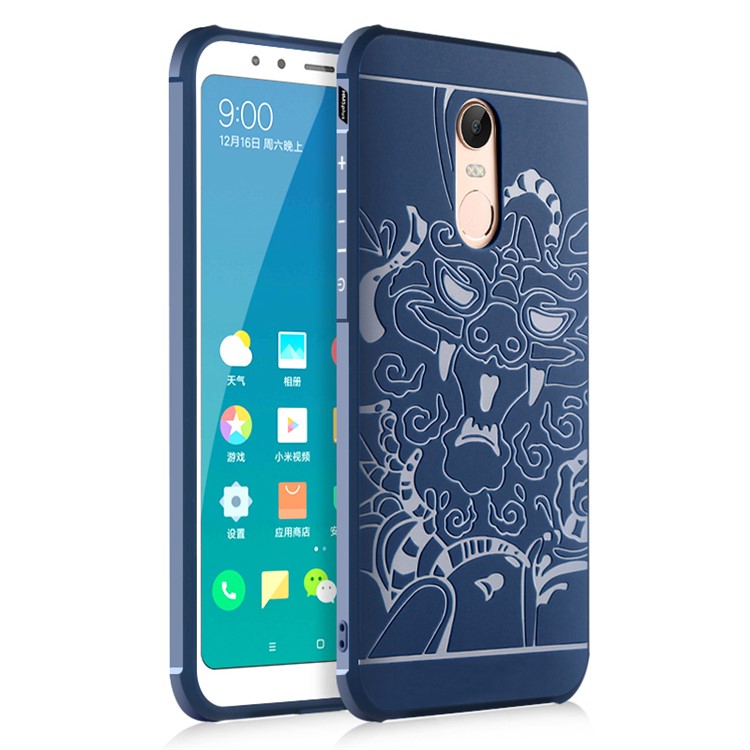 Caso Capa Protetora TPU À Prova De Queda Para Xiaomi Redmi Note 5 (câmera Traseira 12MP) / Redmi 5 Mais (china) - Padrão De Dragão Auspicioso / Azul-1