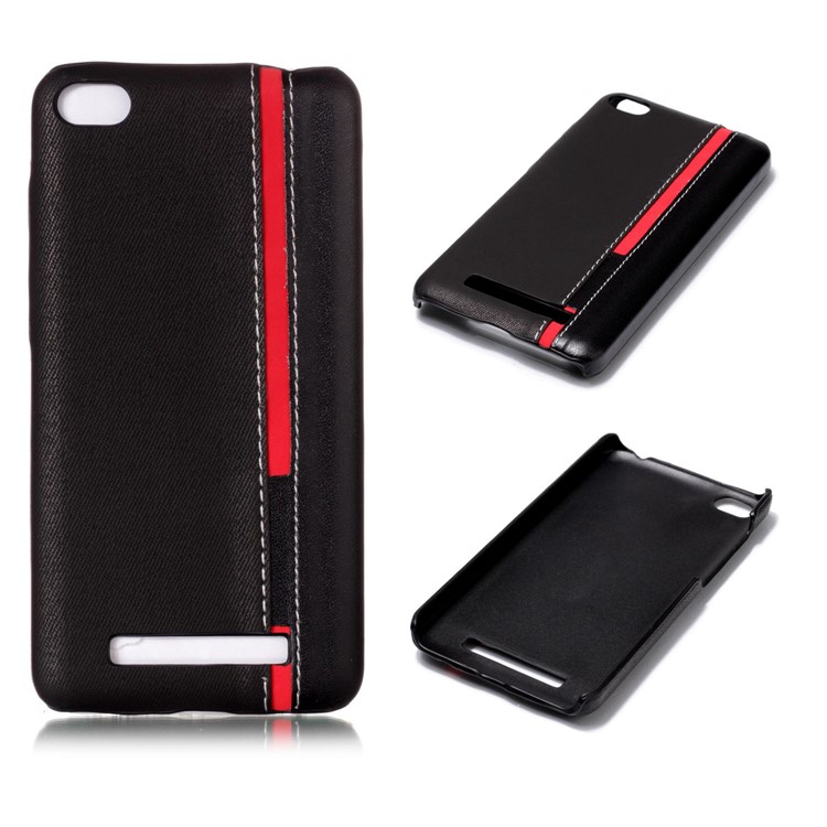 Two-color Design Leather Coated Hard PC Case for Xiaomi Redmi 4a - Black-1