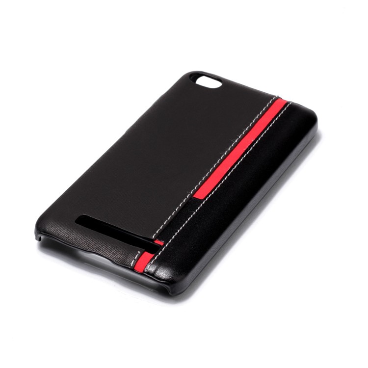 Two-color Design Leather Coated Hard PC Case for Xiaomi Redmi 4a - Black-4