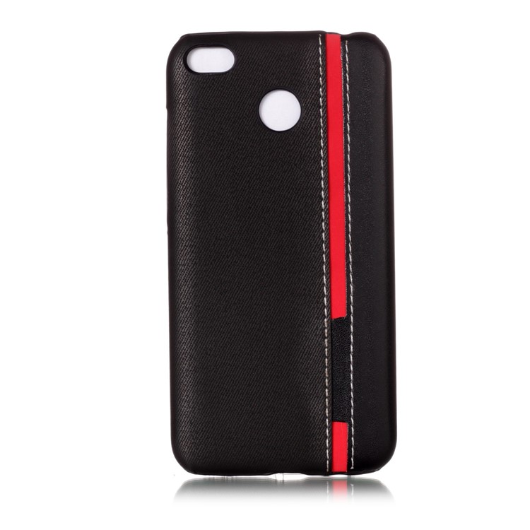 For Xiaomi Redmi 4X Contrast Color PU Leather Coated PC Casing - Black-2