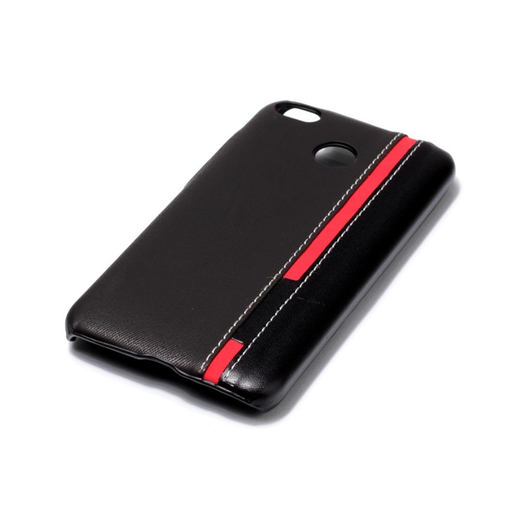 For Xiaomi Redmi 4X Contrast Color PU Leather Coated PC Casing - Black-4